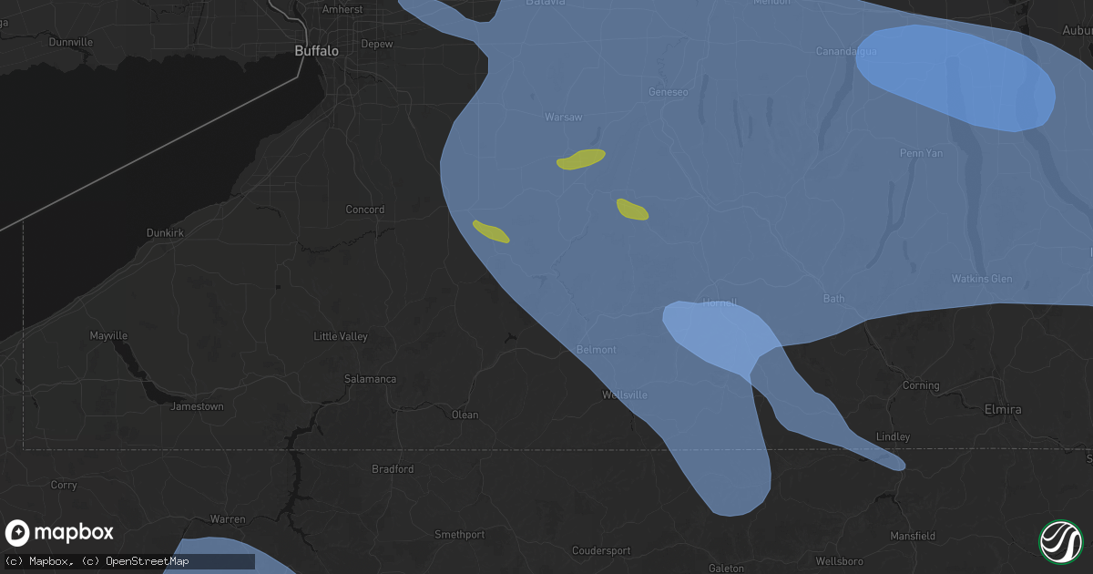 Hail map in Caneadea, NY on September 2, 2026