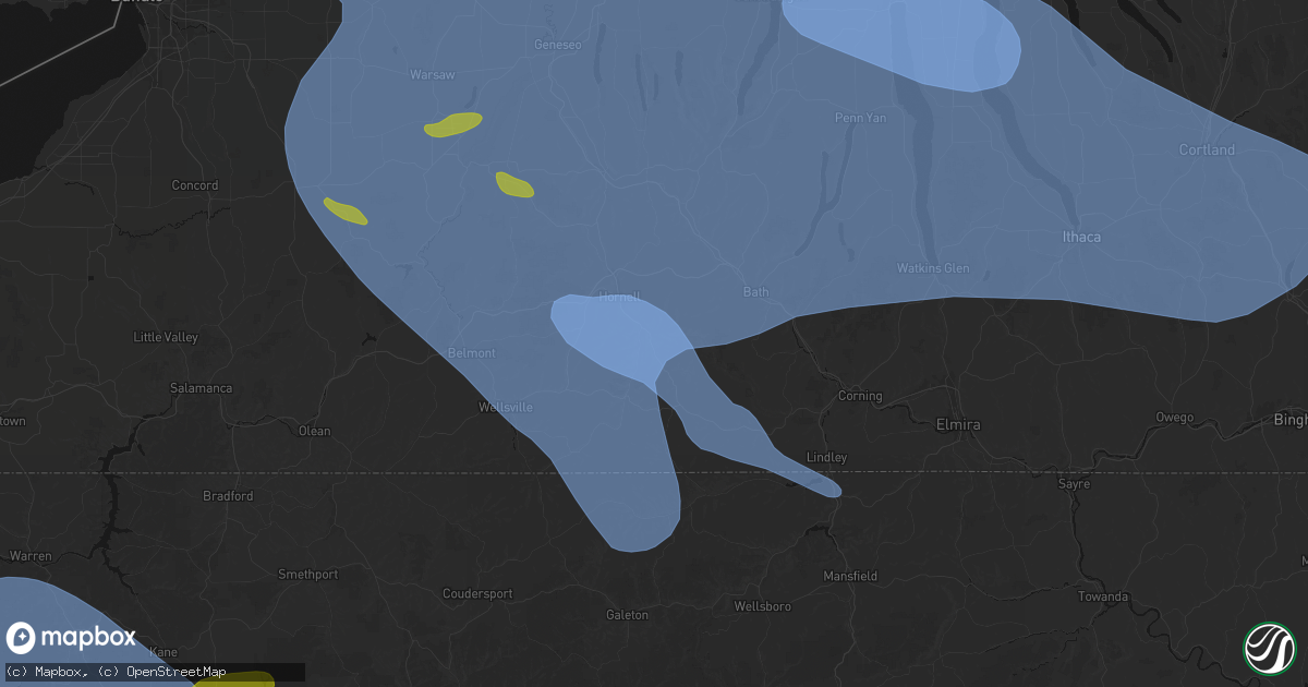 Hail map in Canisteo, NY on September 2, 2026