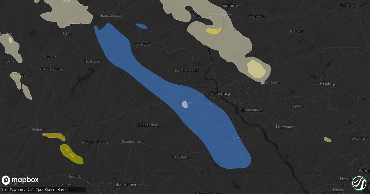 Hail map in Carlisle, PA on September 2, 2026