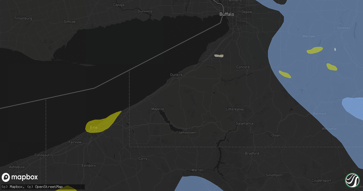 Hail map in Cassadaga, NY on September 2, 2026