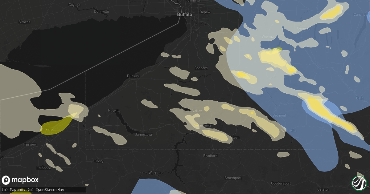 Hail map in Cattaraugus, NY on September 2, 2026
