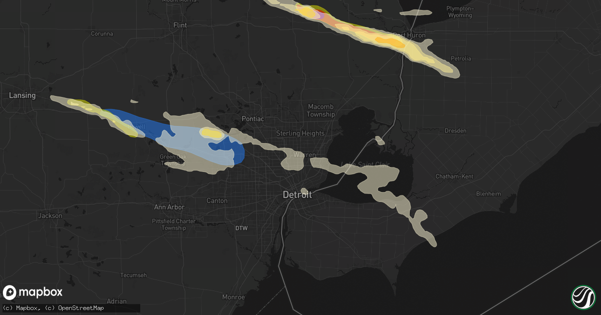 Hail map in Center Line, MI on September 2, 2026
