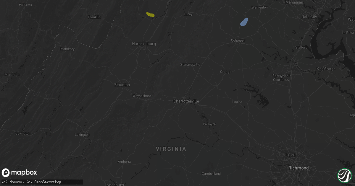 Hail map in Charlottesville, VA on September 2, 2026