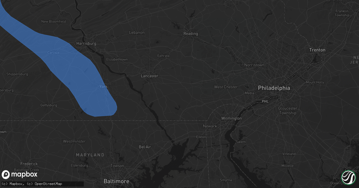 Hail map in Christiana, PA on September 2, 2026