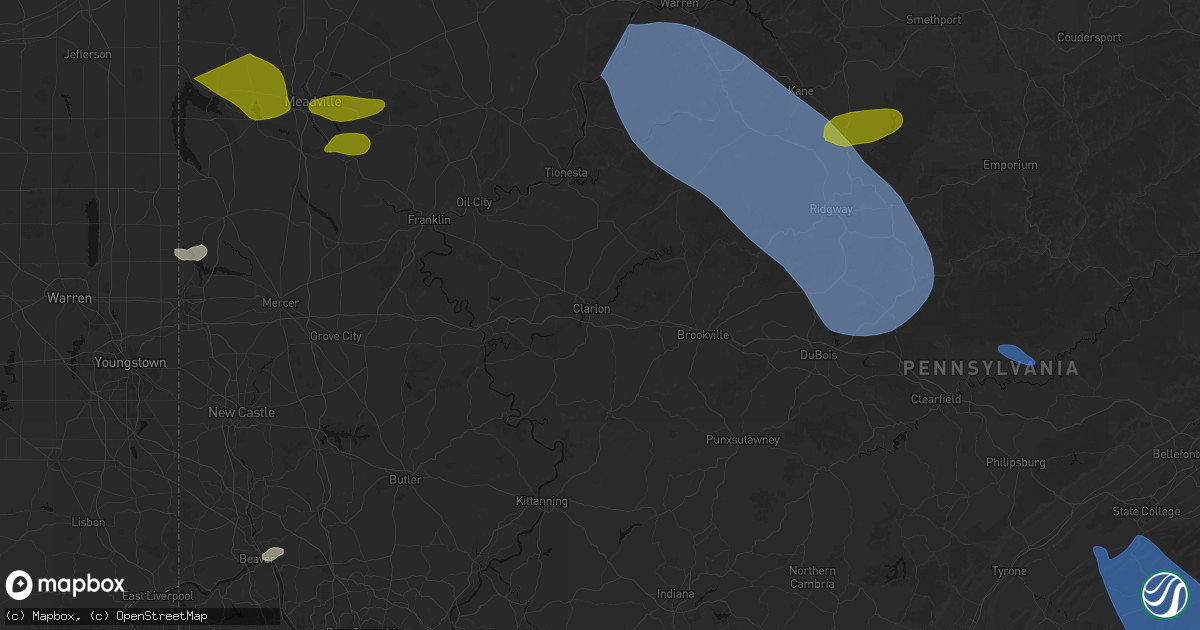 Hail map in Clarion, PA on September 2, 2026