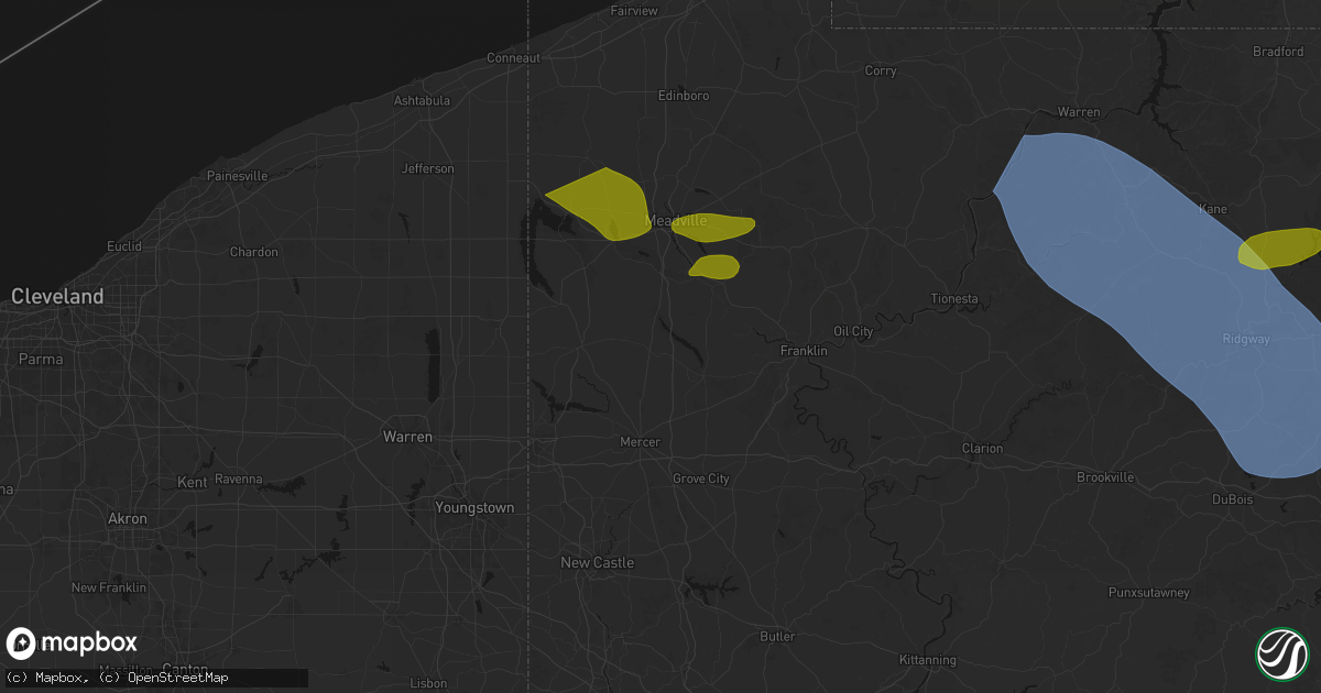 Hail map in Clarks Mills, PA on September 2, 2026