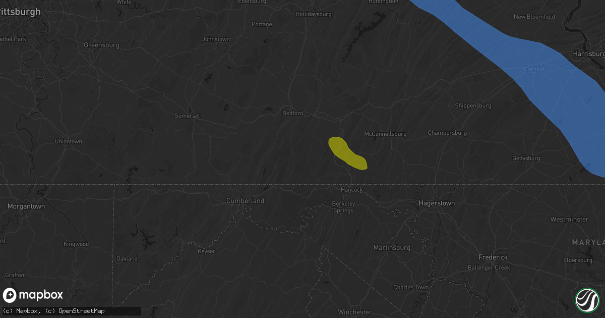 Hail map in Clearville, PA on September 2, 2026
