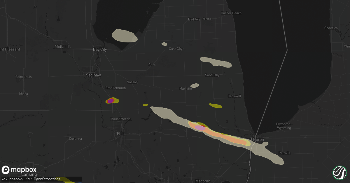 Hail map in Clifford, MI on September 2, 2026