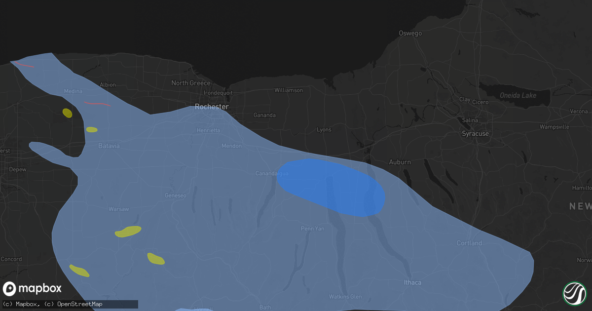 Hail map in Clifton Springs, NY on September 2, 2026