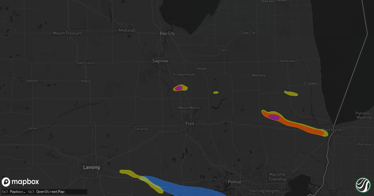 Hail map in Clio, MI on September 2, 2026