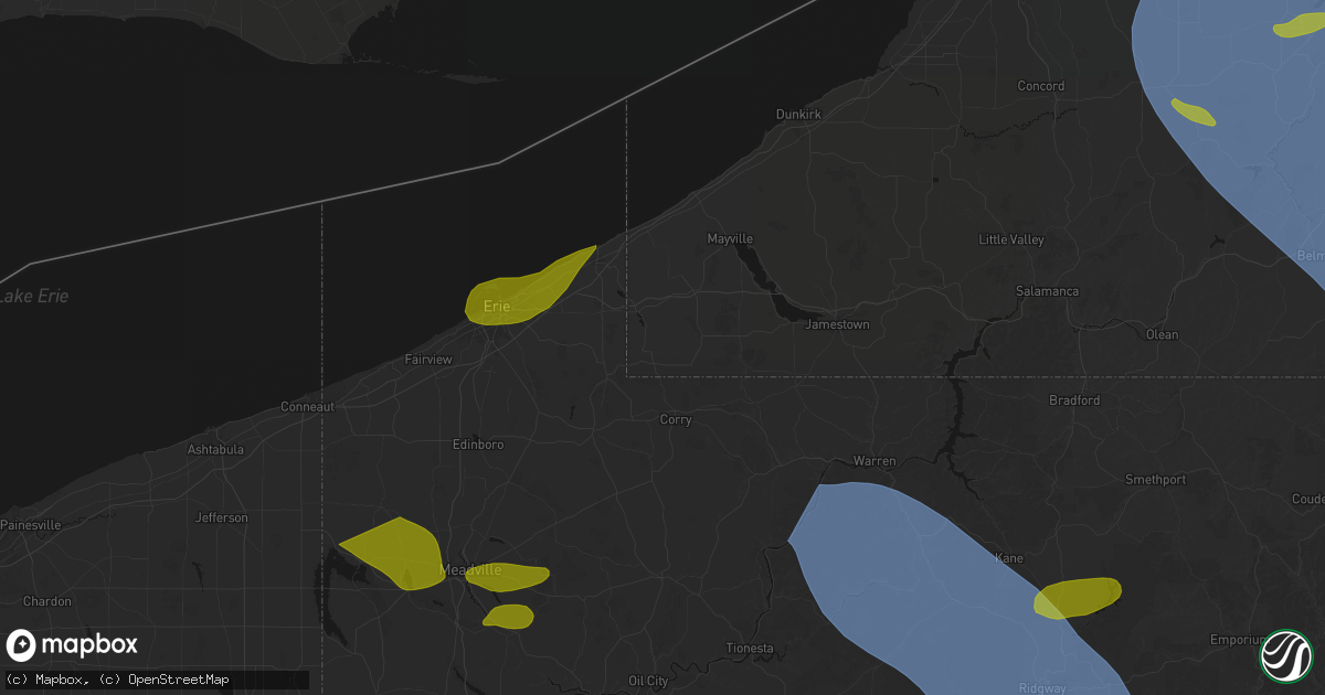 Hail map in Clymer, NY on September 2, 2026
