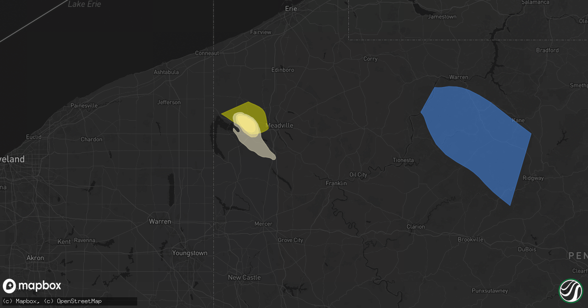 Hail map in Cochranton, PA on September 2, 2026