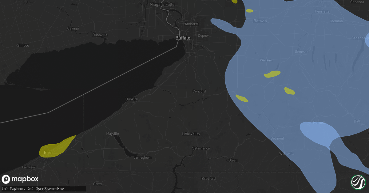 Hail map in Collins, NY on September 2, 2026
