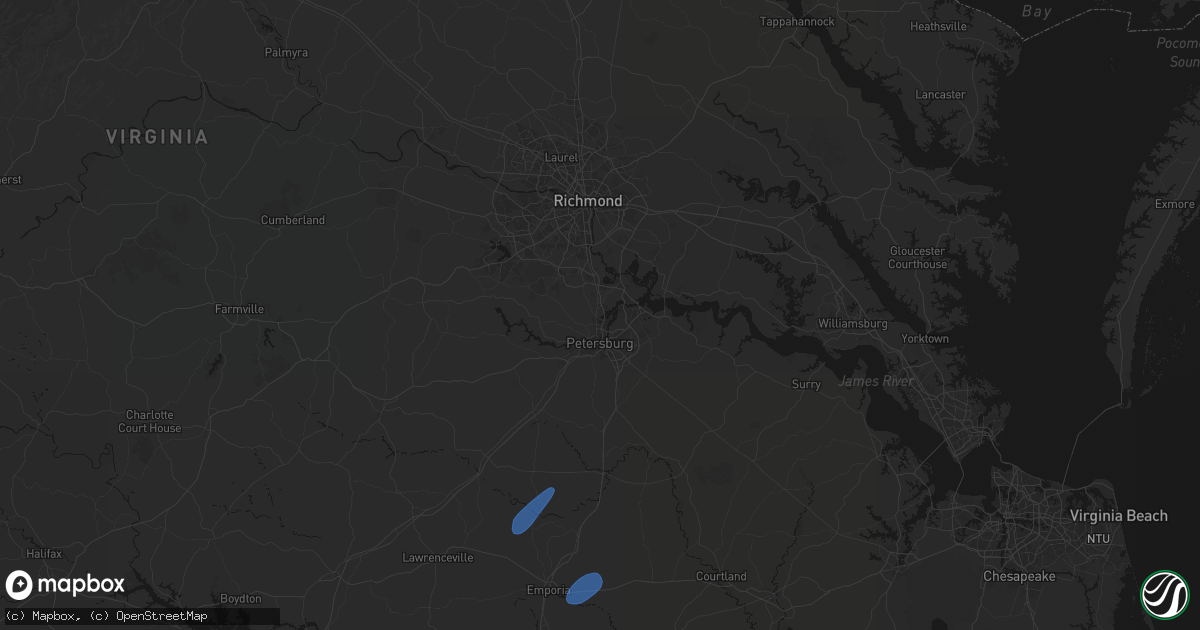 Hail map in Colonial Heights, VA on September 2, 2026