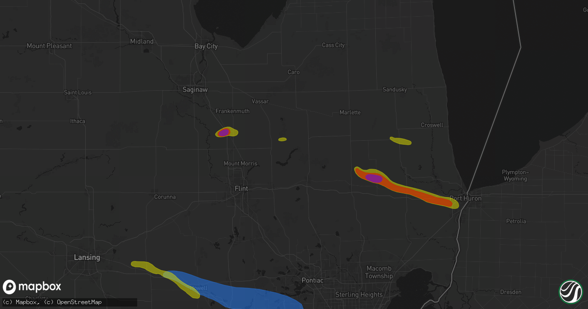 Hail map in Columbiaville, MI on September 2, 2026