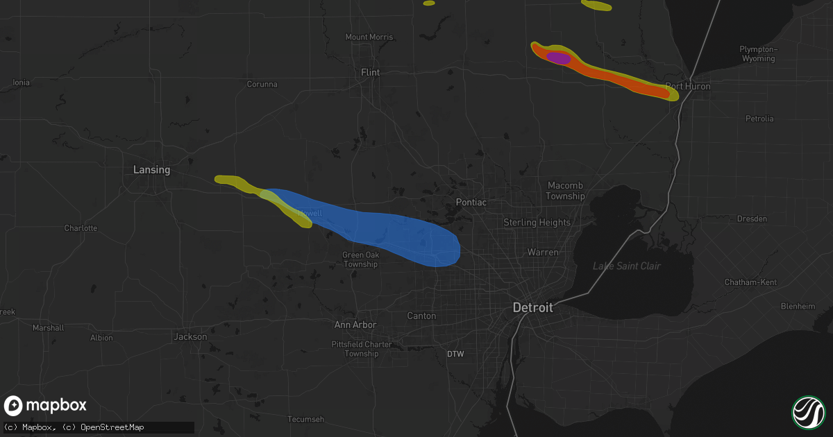 Hail map in Commerce Township, MI on September 2, 2026