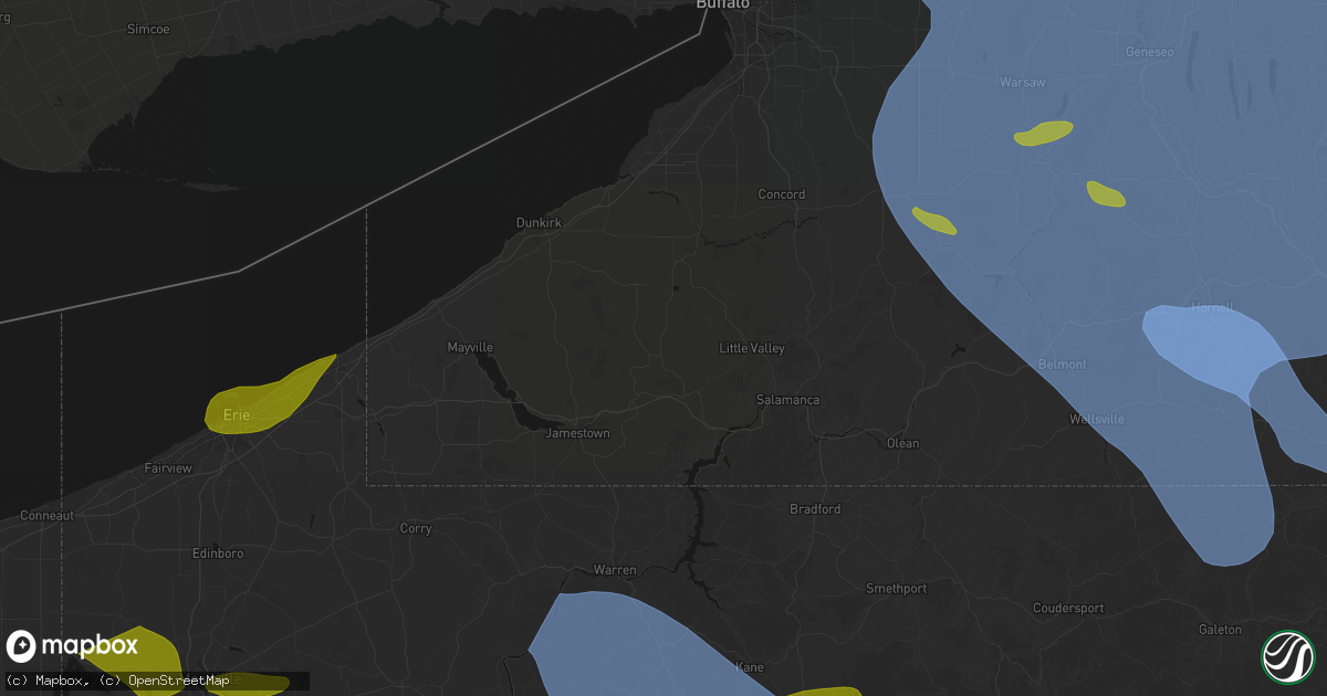 Hail map in Conewango Valley, NY on September 2, 2026