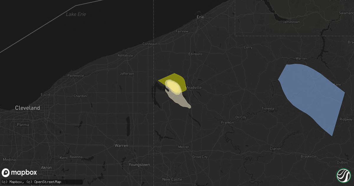 Hail map in Conneaut Lake, PA on September 2, 2026