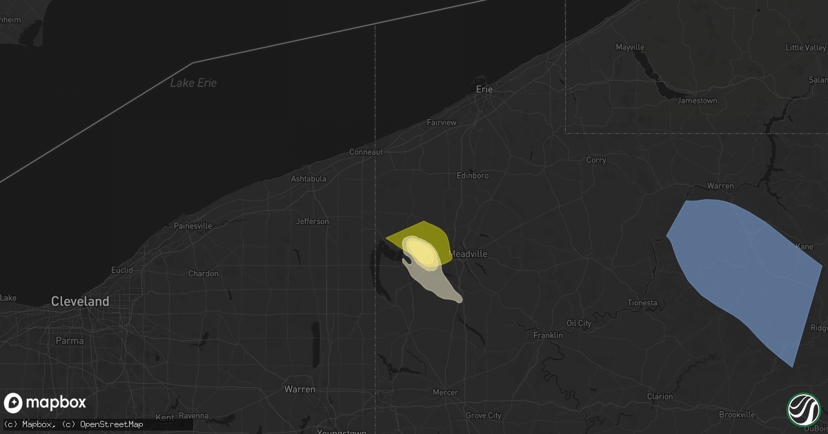 Hail map in Conneautville, PA on September 2, 2026