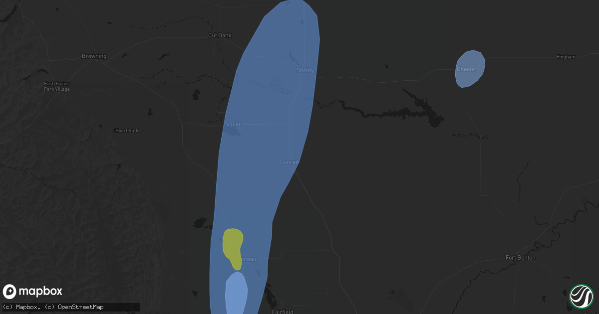 Hail map in Conrad, MT on September 2, 2026