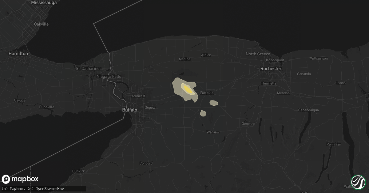 Hail map in Corfu, NY on September 2, 2026