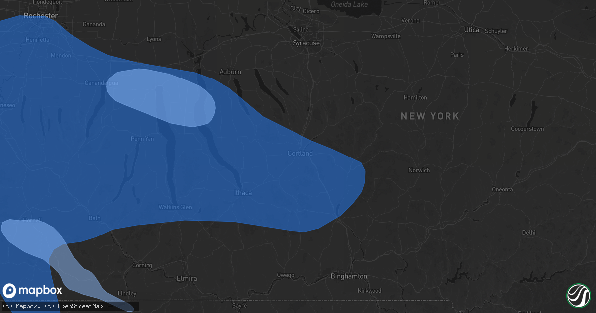Hail map in Cortland, NY on September 2, 2026