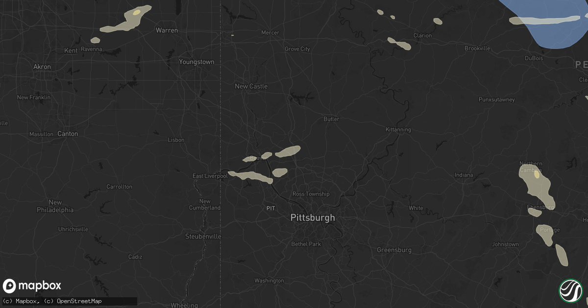Hail map in Cranberry Township, PA on September 2, 2026