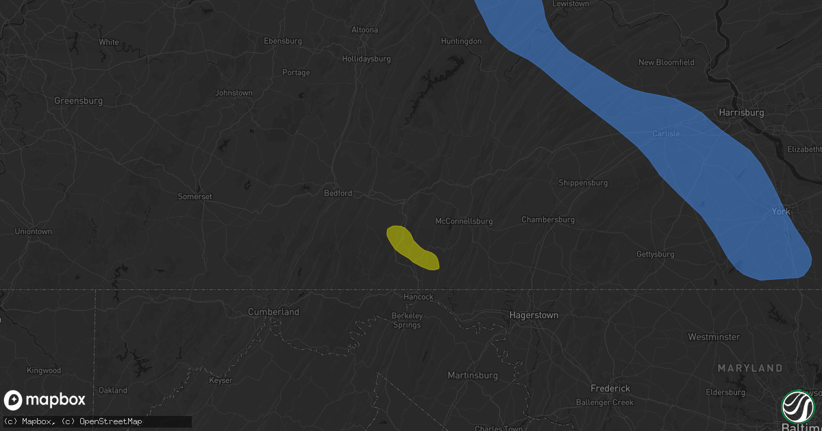 Hail map in Crystal Spring, PA on September 2, 2026
