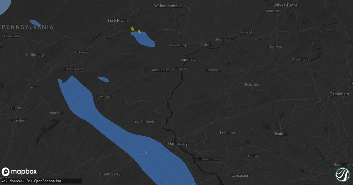 Hail map in Dalmatia, PA on September 2, 2026