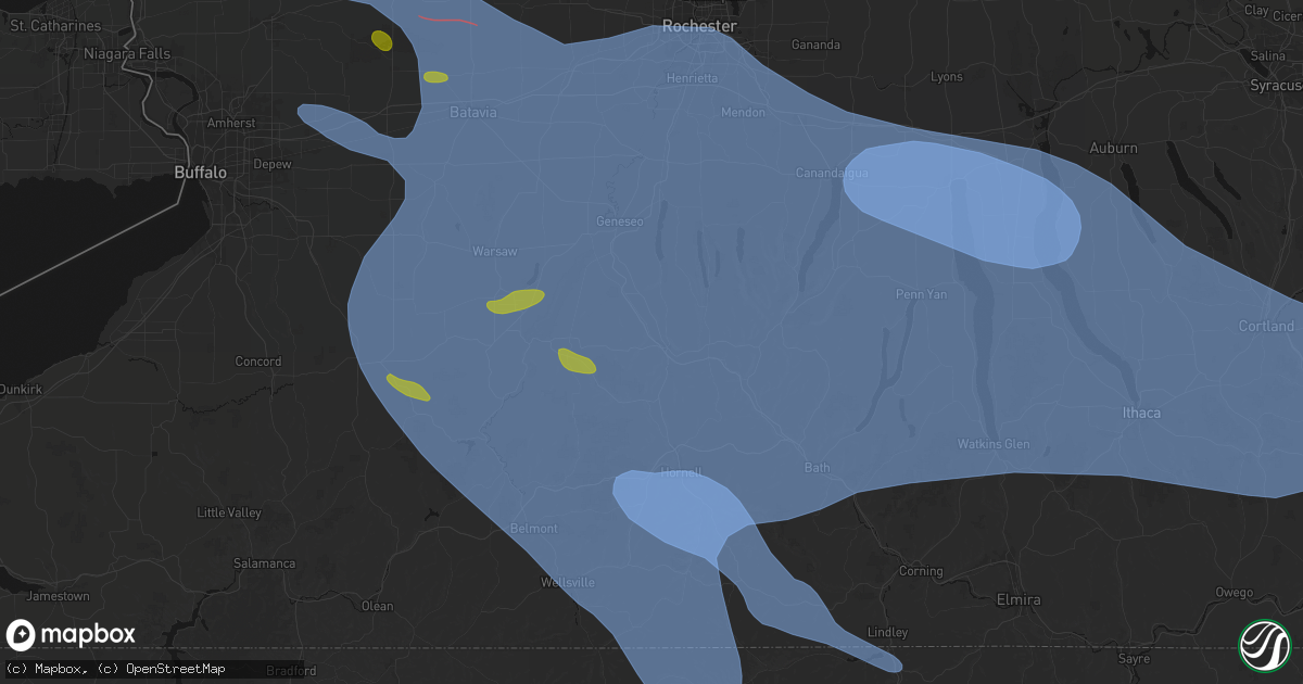 Hail map in Dansville, NY on September 2, 2026