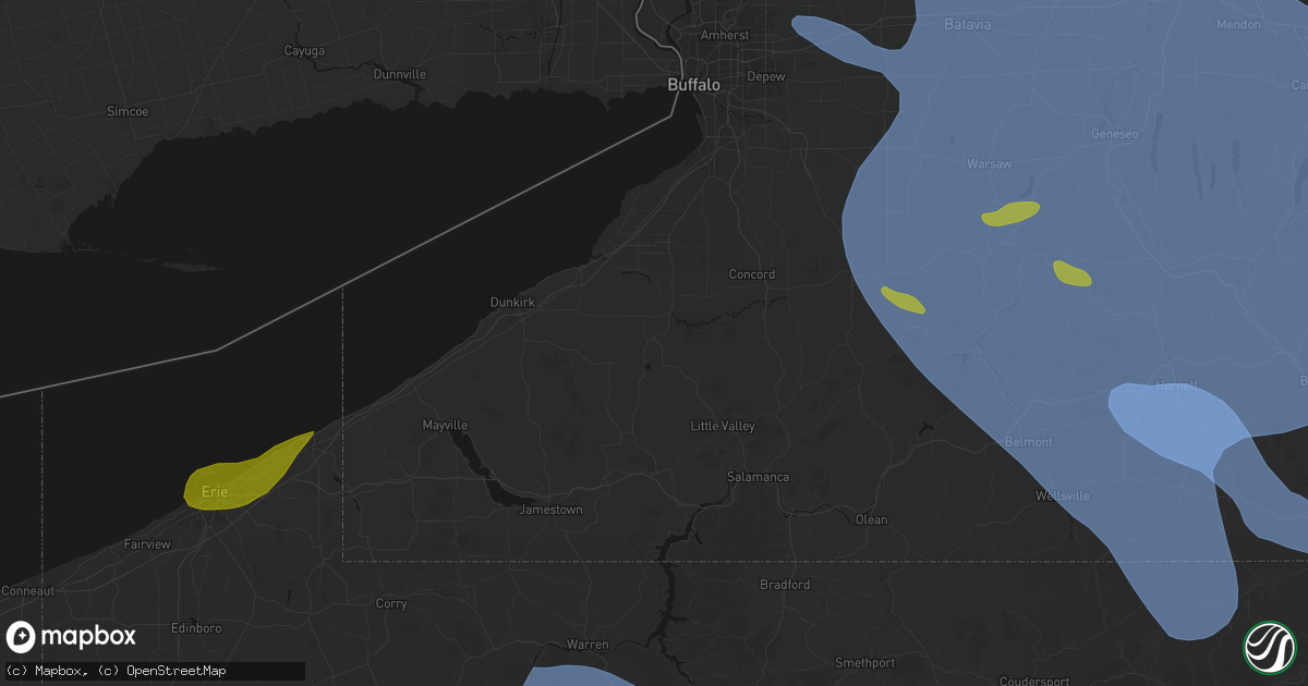 Hail map in Dayton, NY on September 2, 2026