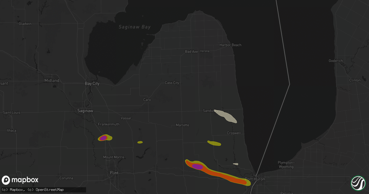 Hail map in Decker, MI on September 2, 2026