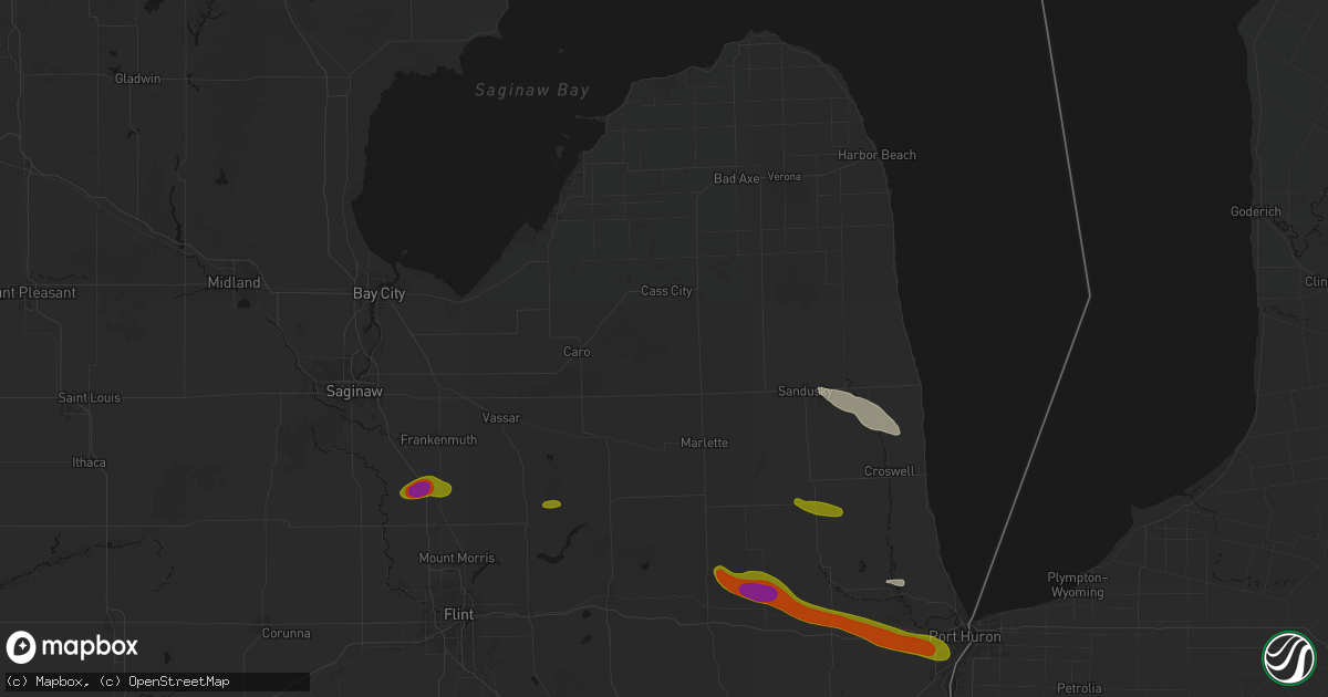 Hail map in Deford, MI on September 2, 2026