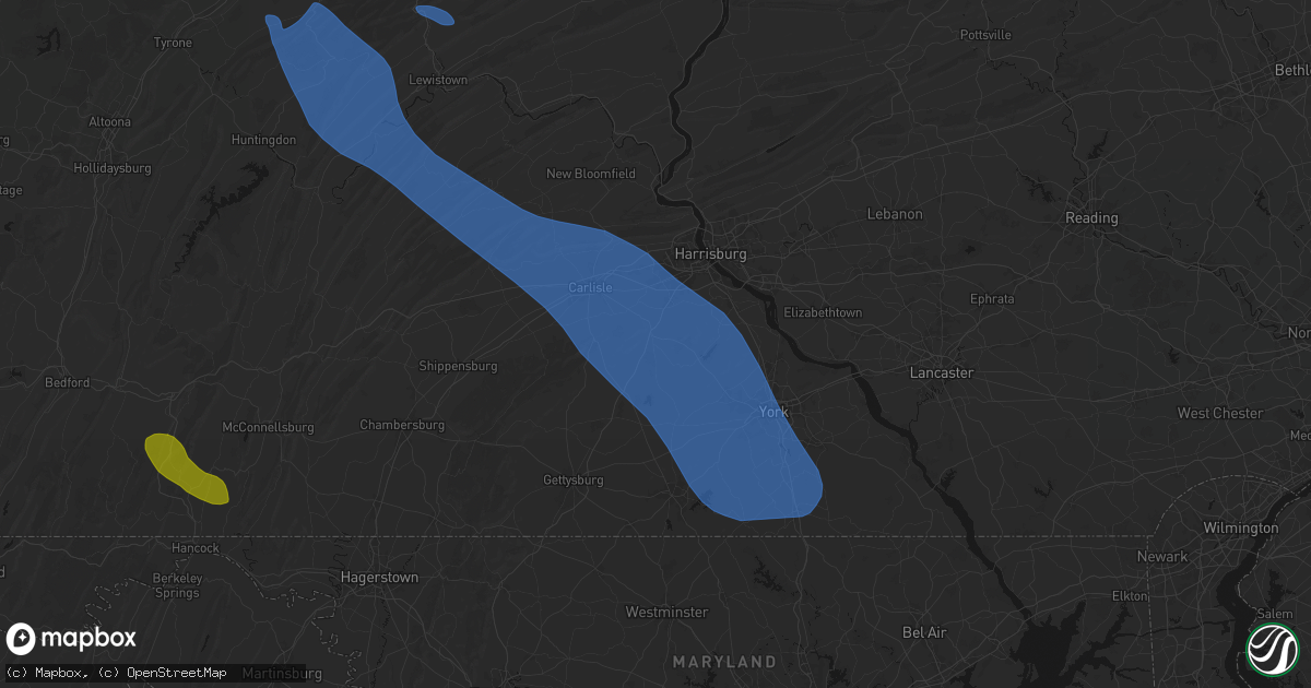 Hail map in Dillsburg, PA on September 2, 2026