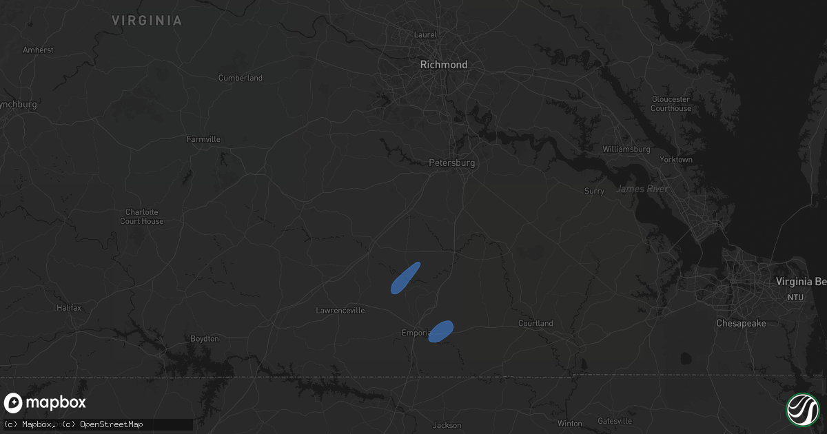 Hail map in Dinwiddie, VA on September 2, 2026