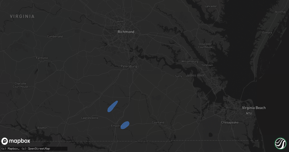 Hail map in Disputanta, VA on September 2, 2026
