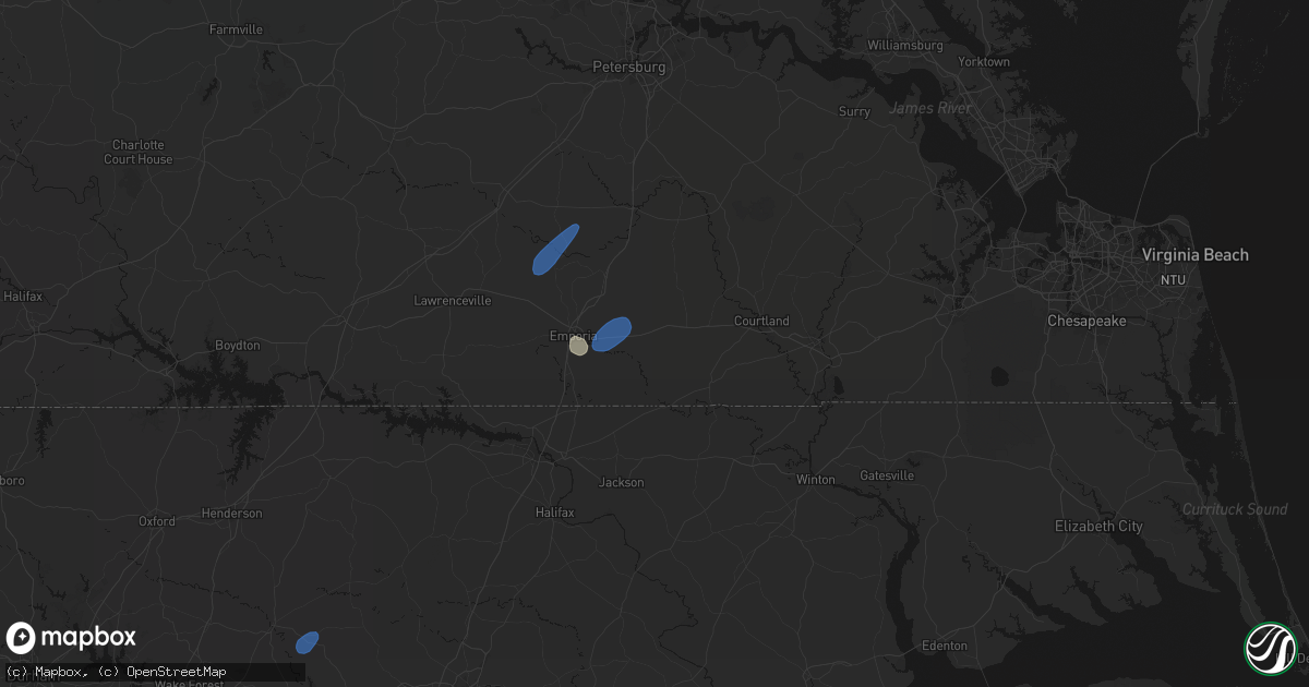 Hail map in Drewryville, VA on September 2, 2026