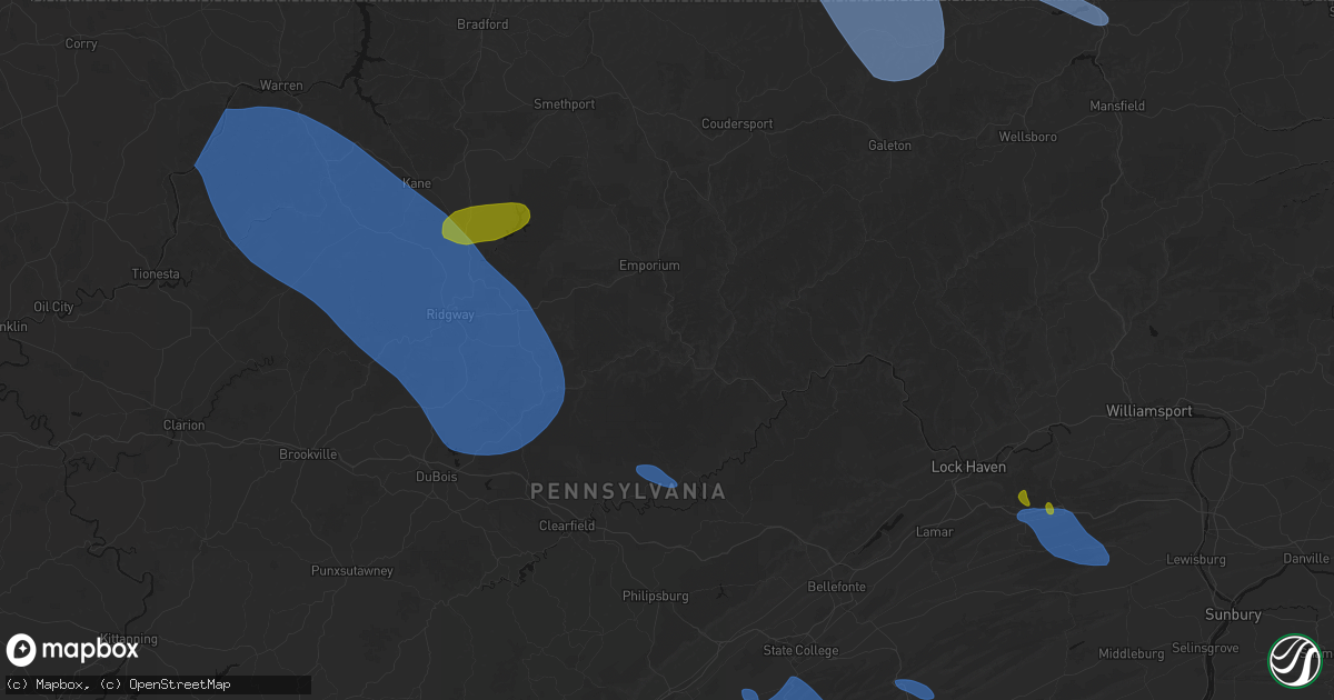 Hail map in Driftwood, PA on September 2, 2026