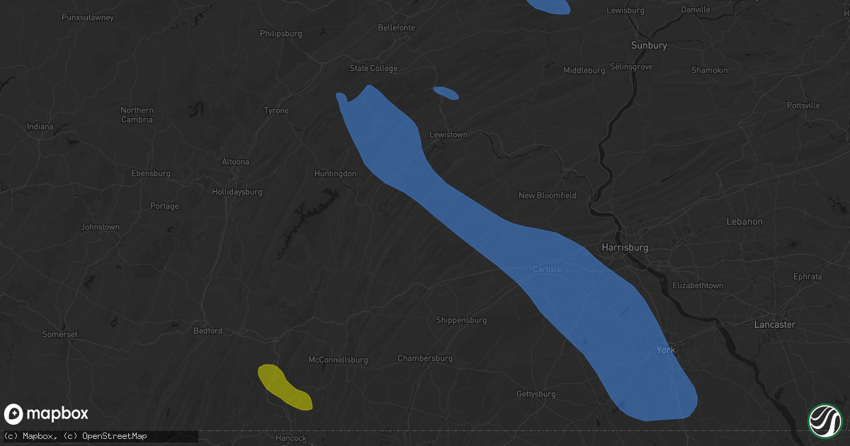 Hail map in East Waterford, PA on September 2, 2026