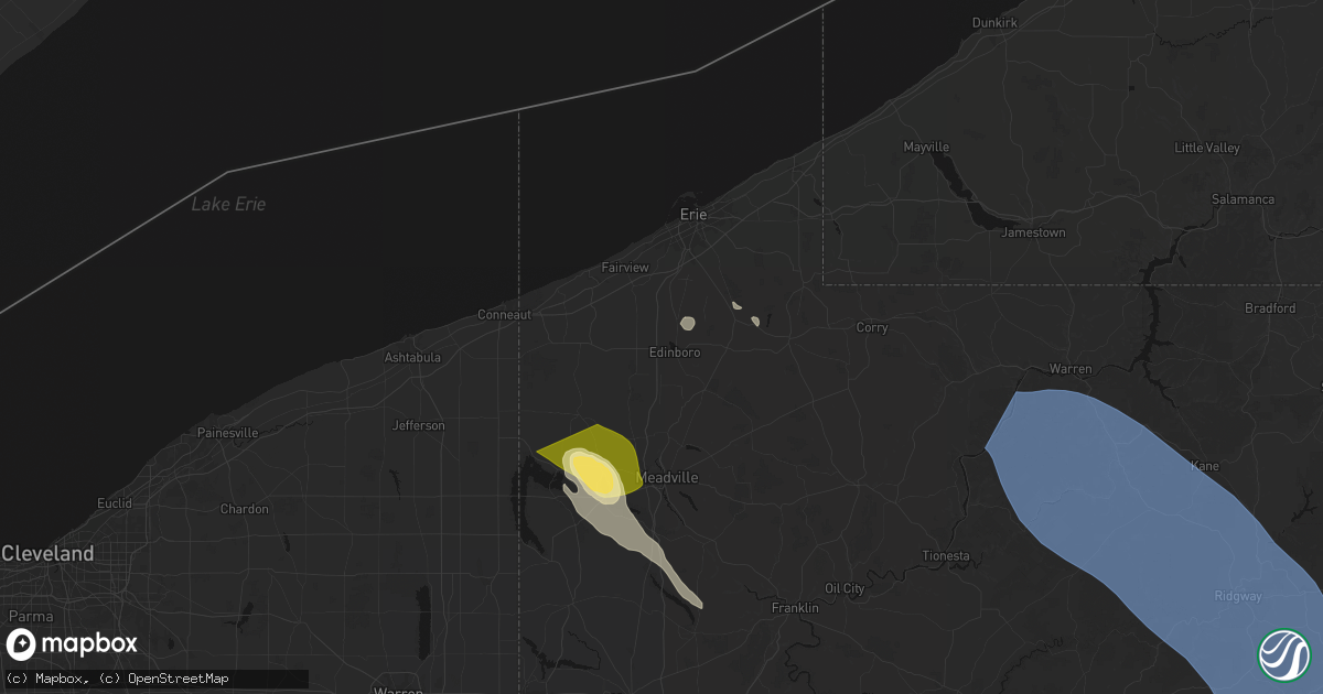 Hail map in Edinboro, PA on September 2, 2026