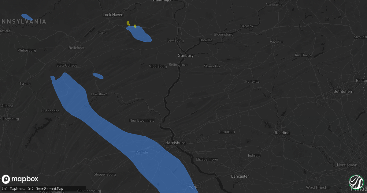 Hail map in Elizabethville, PA on September 2, 2026