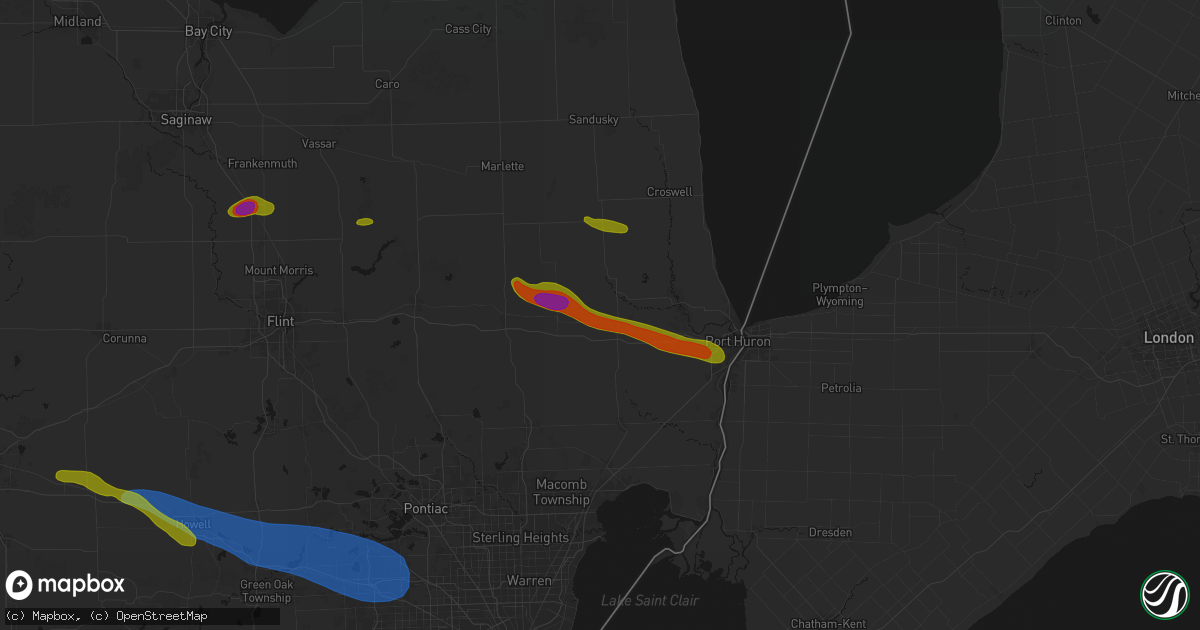 Hail map in Emmett, MI on September 2, 2026