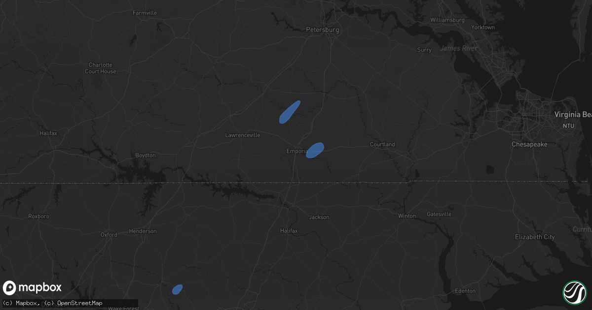 Hail map in Emporia, VA on September 2, 2026