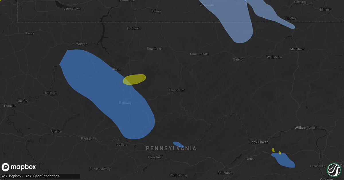 Hail map in Emporium, PA on September 2, 2026