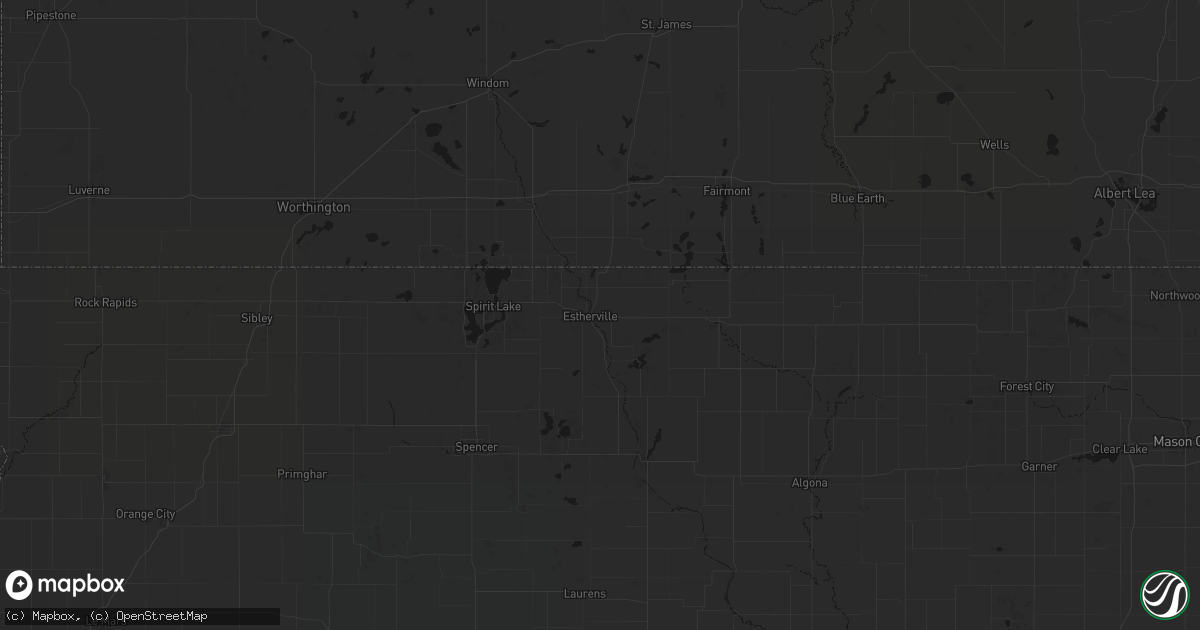 Hail map in Estherville, IA on September 2, 2026