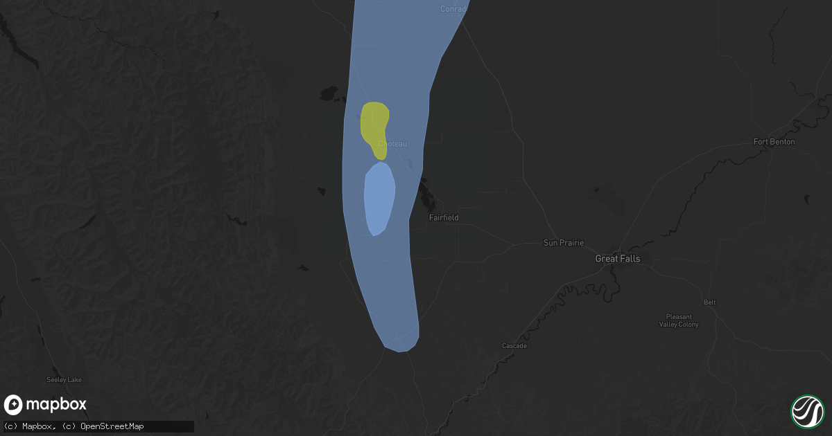 Hail map in Fairfield, MT on September 2, 2026