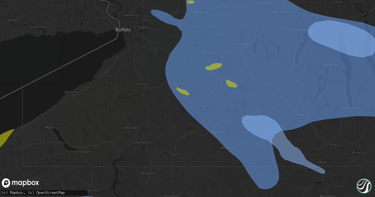 Hail map in Farmersville Station, NY on September 2, 2026