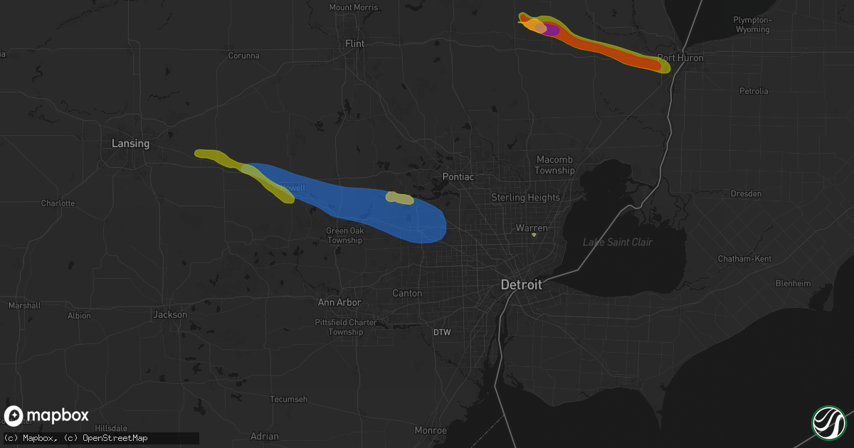Hail map in Farmington, MI on September 2, 2026