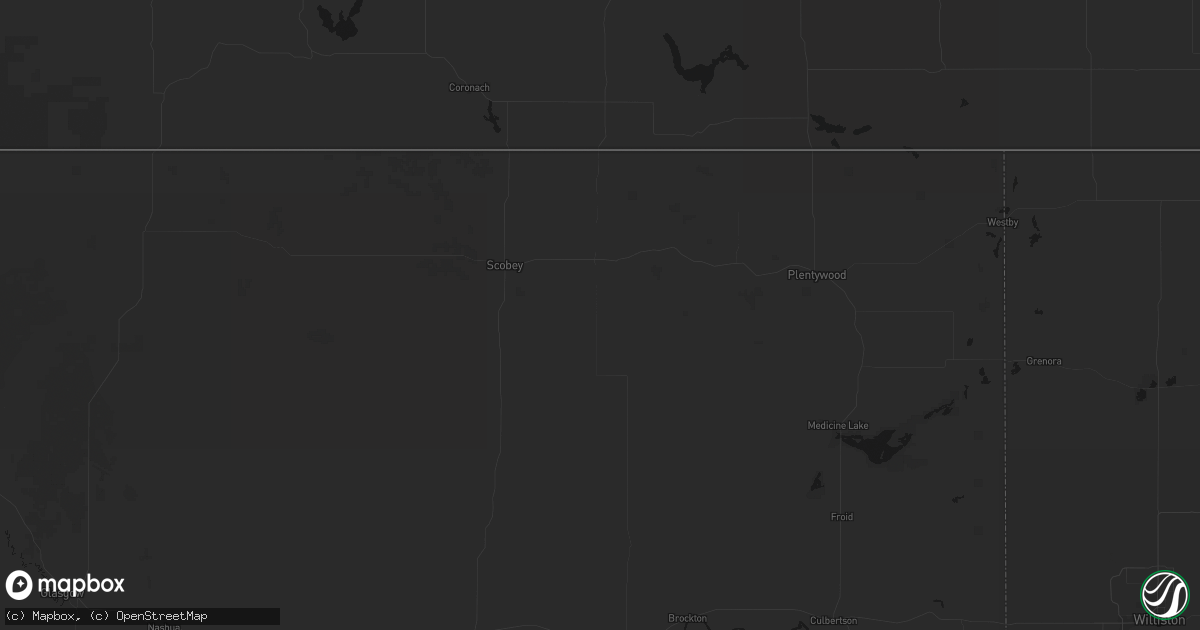 Hail map in Flaxville, MT on September 2, 2026