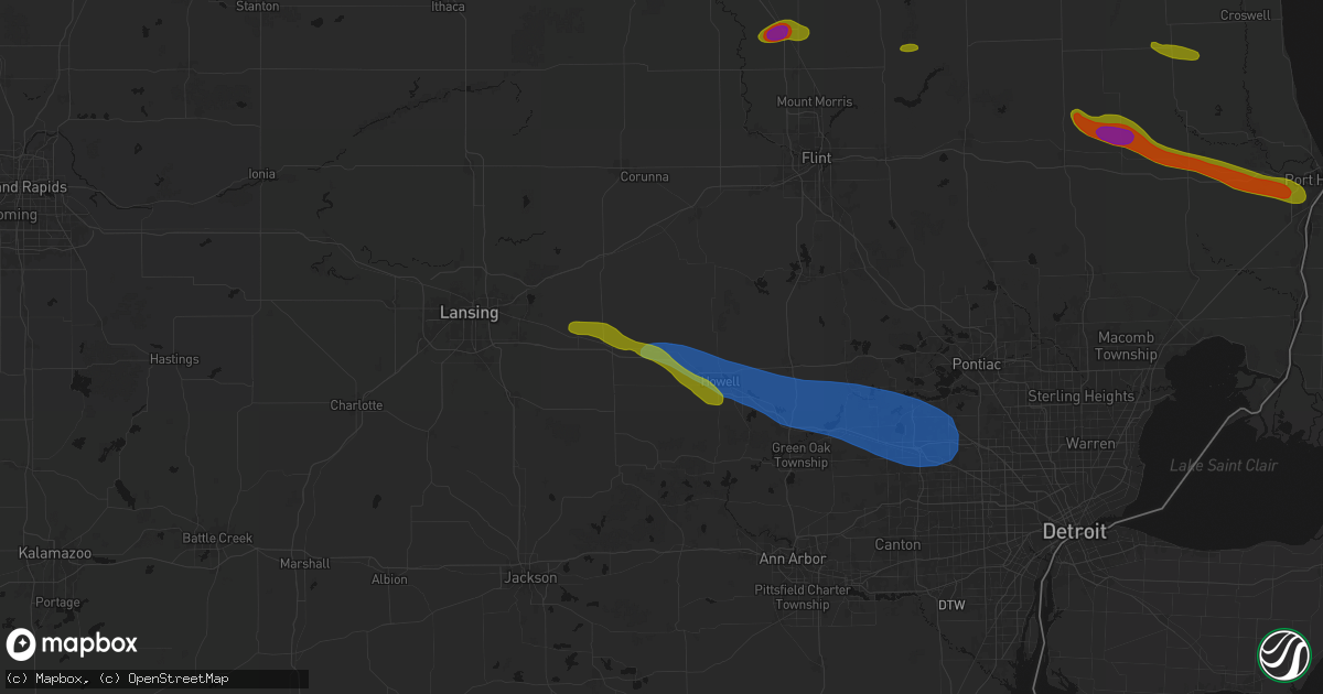 Hail map in Fowlerville, MI on September 2, 2026
